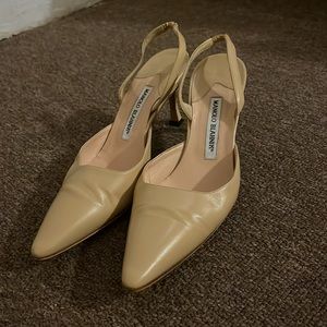 Manolo Blahnik leather slingback pumps